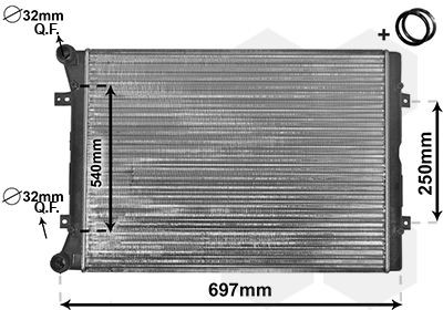 VAN WEZEL 58002283 Engine radiator Aluminium, 600 x 445 x 32 mm, *** IR PLUS ***, with accessories, Mechanically jointed cooling fins