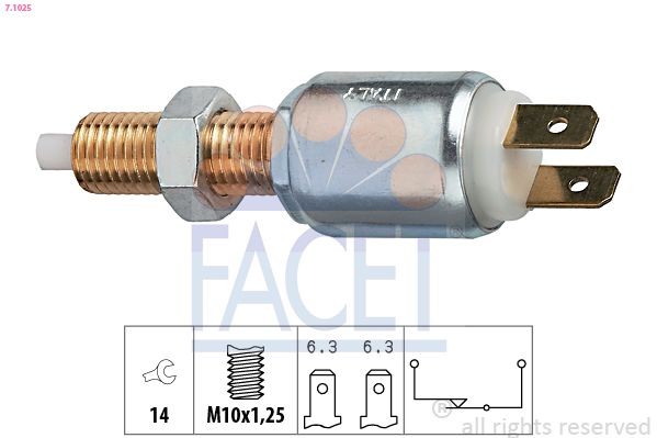 7.1025 FACET Stop light switch NISSAN Mechanical, M10x1,25, Made in Italy - OE Equivalent