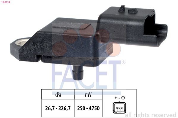 FACET 10.3134 Air Pressure Sensor, height adaptation Pressure from 27 kPa, Pressure to 327 kPa, Made in Italy - OE Equivalent