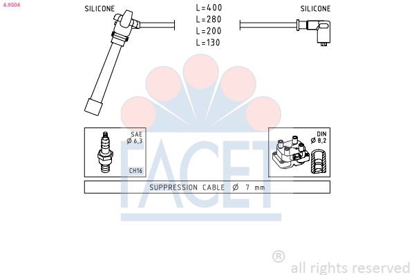 EPS 1.501.504 FACET Made in Italy - OE Equivalent Ignition Lead Set 4.9504 buy