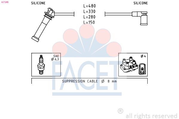 EPS 1.499.245 FACET 4.7245 Ignition Cable Kit L 813-18-140 B