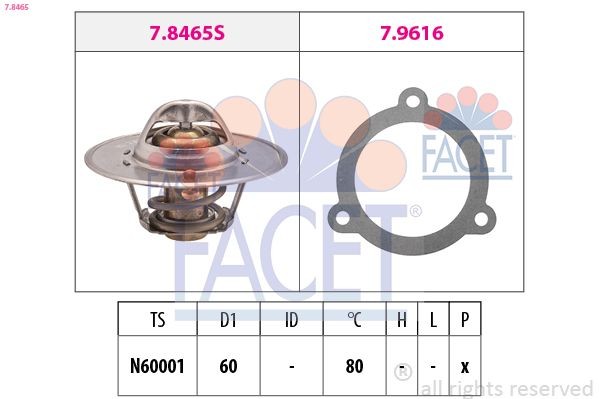 Original FACET EPS 1.880.465 Coolant thermostat 7.8465 for SKODA FAVORIT