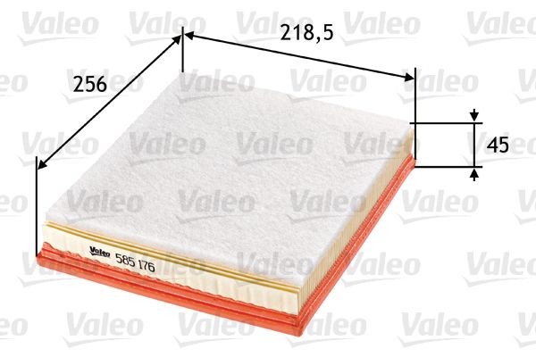VALEO 45mm, 219mm, 254mm, Filter Insert, with pre-filter Length: 254mm, Width: 219mm, Height: 45mm Engine air filter 585176 buy
