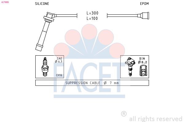 EPS 1.499.005 FACET 4.7005 Ignition Cable Kit 33705 66D00