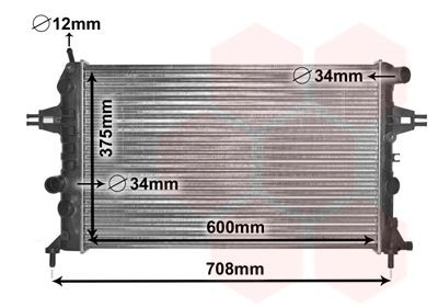 VAN WEZEL 37002296 Engine radiator Aluminium, 600 x 375 x 23 mm, Mechanically jointed cooling fins