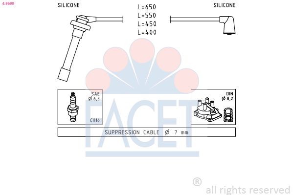 FACET 4.9699 Ignition Cable Kit Made in Italy - OE Equivalent