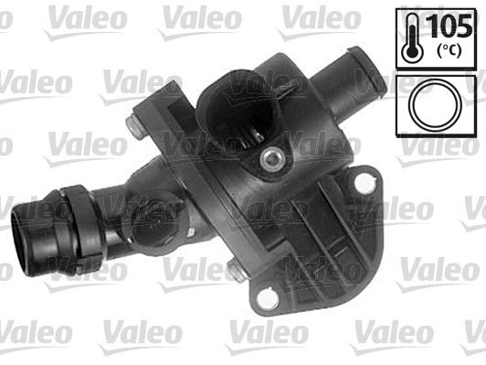 VALEO 820576 Engine thermostat Opening Temperature: 105°C, with gaskets/seals, with housing