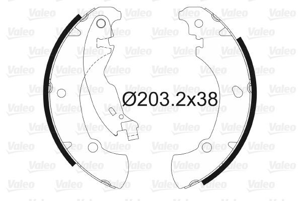 VALEO Rear Axle, 203 x 38 mm, without wheel brake cylinder Width: 38mm Brake Shoes 562649 buy