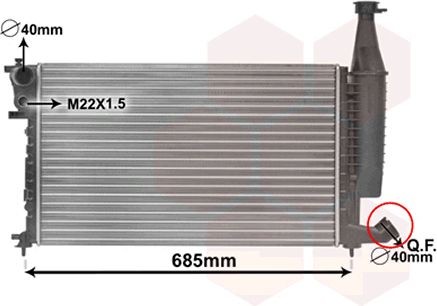 VAN WEZEL 09002168 Engine radiator Aluminium, 610 x 378 x 23 mm, Mechanically jointed cooling fins