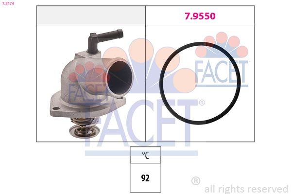 FACET 7.8174 Engine thermostat Opening Temperature: 92°C, Made in Italy - OE Equivalent