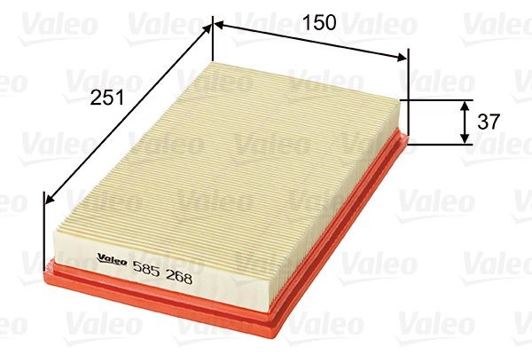 VALEO 585268 Air filter 37mm, 150mm, 251mm, Filter Insert
