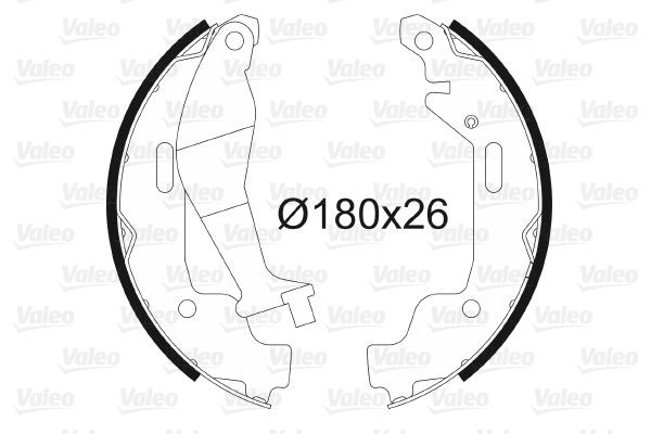 562783 VALEO Drum brake pads OPEL Rear Axle, 180 x 26 mm, without wheel brake cylinder