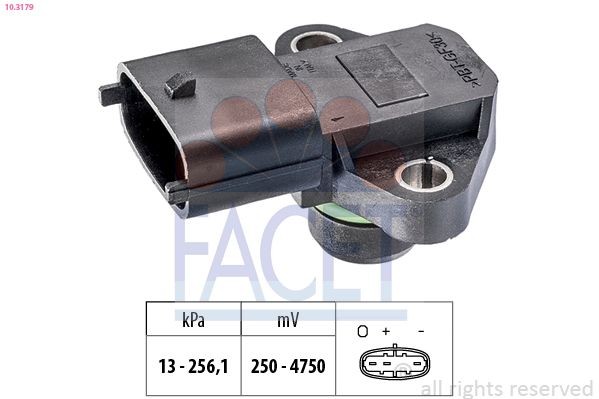 EPS 1.993.179 FACET Pressure from 13 kPa, Pressure to 256 kPa, Made in Italy - OE Equivalent Air Pressure Sensor, height adaptation 10.3179 buy