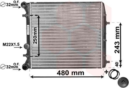 VAN WEZEL 76002005 Engine radiator Aluminium, 400 x 430 x 23 mm, *** IR PLUS ***, with accessories, Mechanically jointed cooling fins
