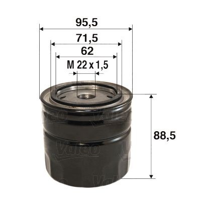 VALEO M22x1.5, Spin-on Filter Inner Diameter 2: 72, 62mm, Ø: 96mm, Height: 89mm Oil filters 586097 buy