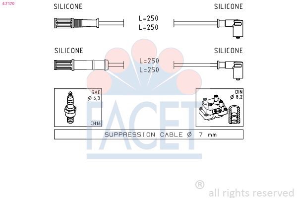 FACET 4.7170 Ignition Cable Kit Made in Italy - OE Equivalent