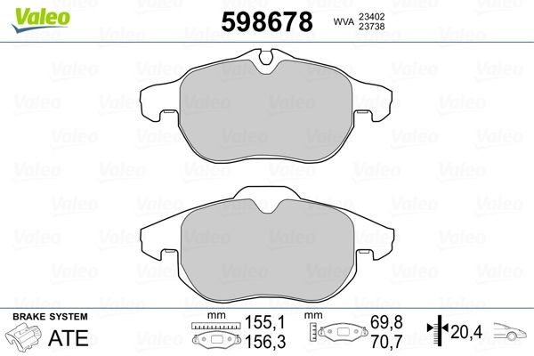 VALEO Set of brake pads rear and front Croma Van (194) new 598678