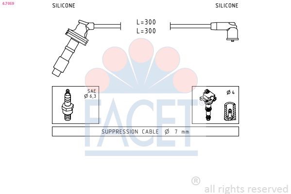 FACET 4.7059 Ignition Cable Kit Made in Italy - OE Equivalent