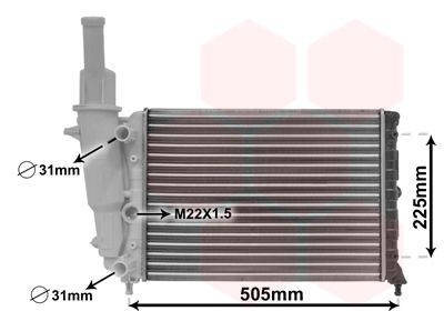 Engine radiator VAN WEZEL Aluminium, 435 x 322 x 23 mm, Mechanically jointed cooling fins - 17002138