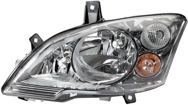 HELLA 1LG 009 627-031 Headlight Left, PY21W, W21/5W, H7/H7/H7, Halogen, 12V, with position light, with low beam, with daytime running light, with high beam, with indicator, with front fog light, for left-hand traffic, with bulbs, with motor for headlamp levelling