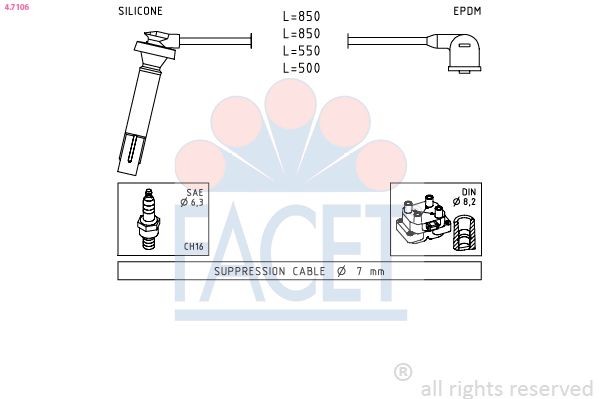 EPS 1.499.106 FACET Made in Italy - OE Equivalent Ignition Lead Set 4.7106 buy