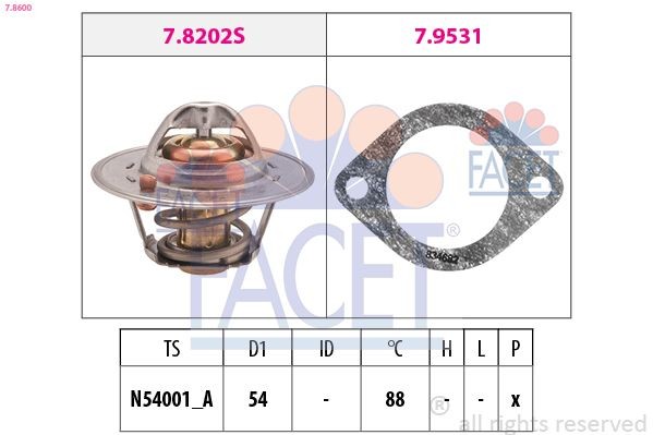 EPS 1.880.600 FACET 7.8600 Engine thermostat GTS-106
