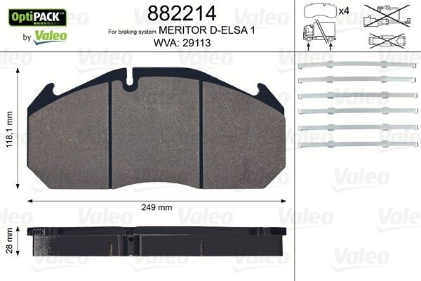 VALEO 882214 Bremsbeläge für MAN M 2000 L LKW in Original Qualität