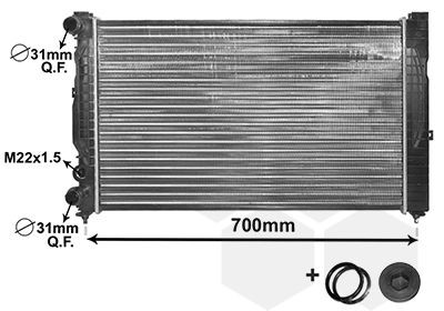 VAN WEZEL 03002123 Engine radiator Aluminium, 630 x 375 x 35 mm, *** IR PLUS ***, with accessories, Mechanically jointed cooling fins