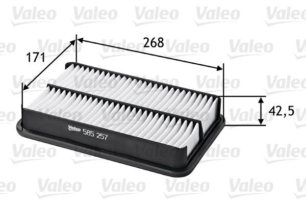 VALEO 43mm, 171mm, 268mm, Filter Insert Length: 268mm, Width: 171mm, Height: 43mm Engine air filter 585257 buy