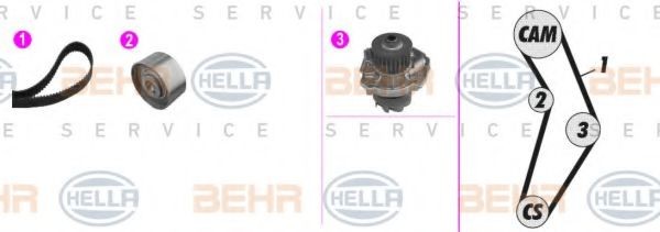 Great value for money - HELLA Water pump and timing belt kit 8MP 376 813-881