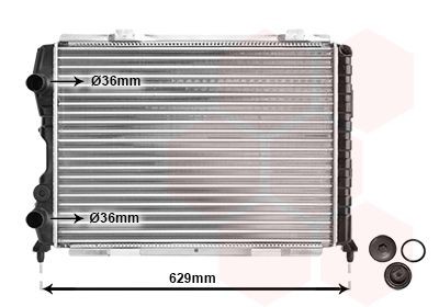 VAN WEZEL 01002056 Engine radiator Aluminium, 554 x 414 x 24 mm, *** IR PLUS ***, with accessories, with sealing plug, Mechanically jointed cooling fins