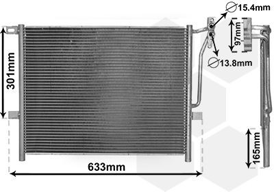 VAN WEZEL 06005203 Air conditioning condenser without dryer, *** IR PLUS ***, Aluminium, 520mm