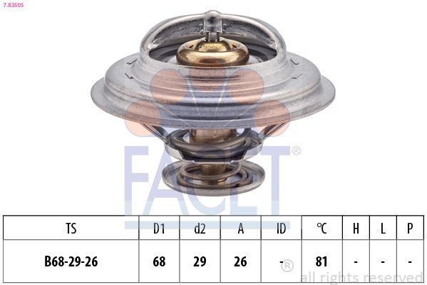 EPS 1.880.250S FACET Opening Temperature: 81°C, 68mm, Made in Italy - OE Equivalent, without gasket/seal D1: 68mm Thermostat, coolant 7.8250S buy