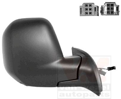 VAN WEZEL 0905808 Wing mirror Right, black, Complete Mirror, Convex, for electric mirror adjustment, Heatable, with thermo sensor