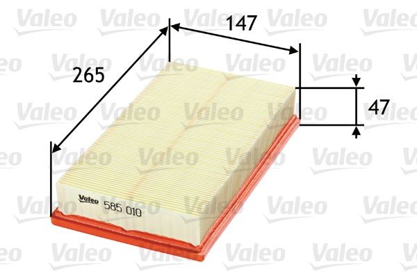 VALEO 585010 Air filter 47mm, 147mm, 265mm, Filter Insert