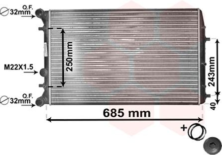 76002006 VAN WEZEL Radiators SKODA Aluminium, 632 x 415 x 23 mm, *** IR PLUS ***, with accessories, Mechanically jointed cooling fins