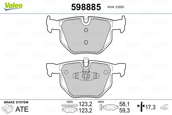 BMW X1 Set of brake pads 7163018 VALEO 598885 online buy