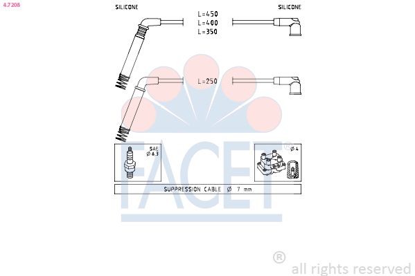 EPS 1.499.208 FACET 4.7208 Ignition Cable Kit 1 319 061