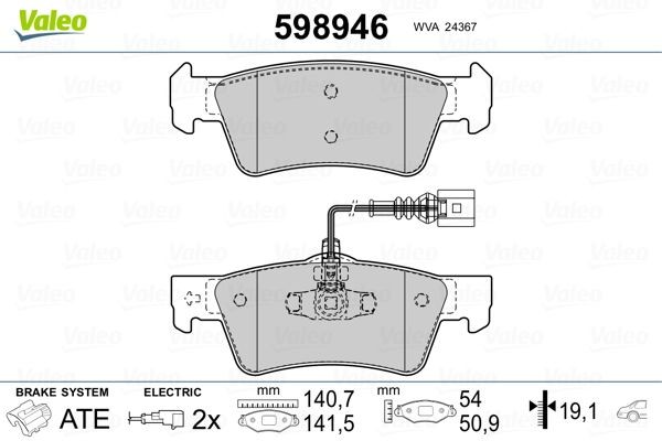 VALEO 598946 Brake pad set Rear Axle, incl. wear warning contact, with anti-squeak plate