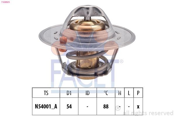 FACET 7.8202S Engine thermostat Opening Temperature: 88°C, 54mm, Made in Italy - OE Equivalent, without gasket/seal