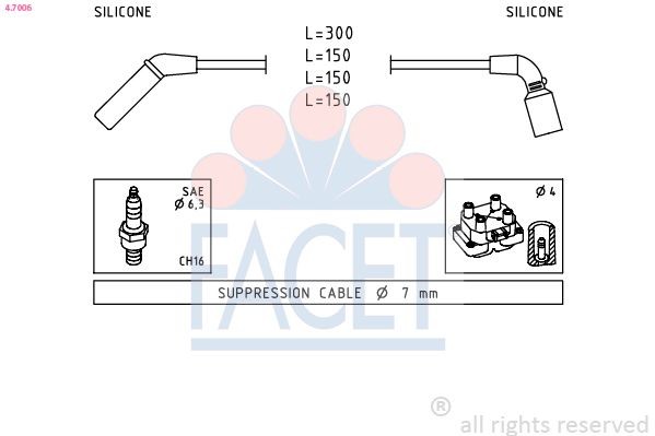 EPS 1.499.006 FACET Made in Italy - OE Equivalent Ignition Lead Set 4.7006 buy