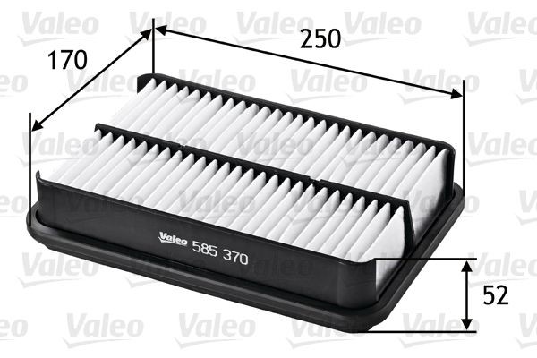 VALEO 52mm, 170mm, 250mm, Filter Insert Length: 250mm, Width: 170mm, Height: 52mm Engine air filter 585370 buy