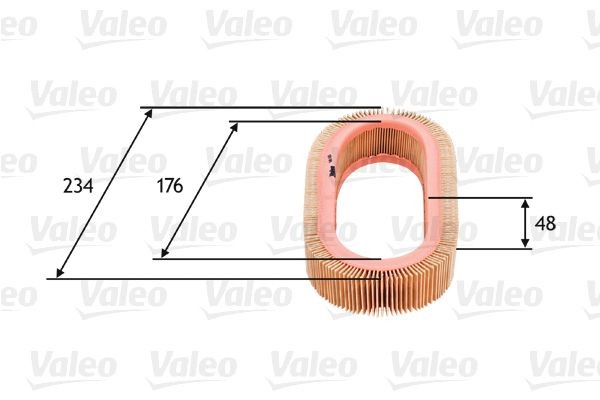 VALEO 48mm, 234mm, Filter Insert Height: 48mm Engine air filter 585628 buy
