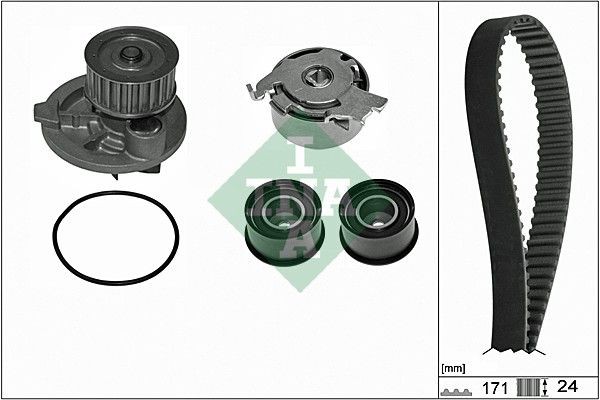 INA 530 0358 31 Water pump and timing belt kit with water pump, Width 1: 24 mm