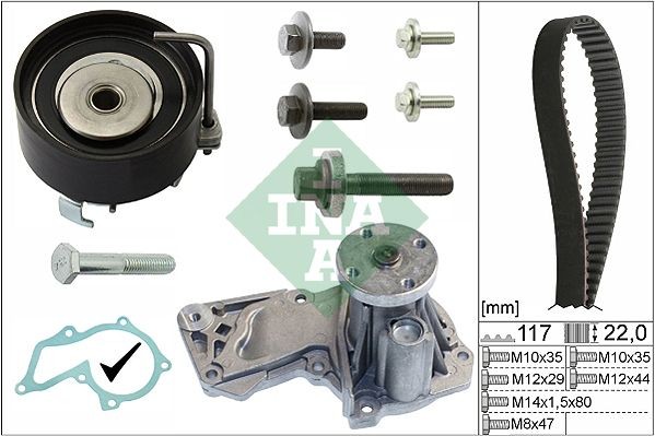 OEM-quality INA 530 0495 30 Water pump + timing belt kit