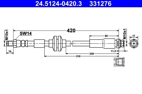 331276 ATE 24512404203 Brake flexi hose Ford Focus 2 da 1.6 TDCi 110 hp Diesel 2011 price