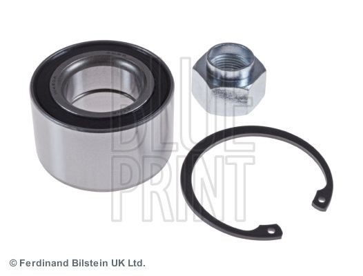 ADG08255 BLUE PRINT Wheel bearings DACIA Front Axle, with axle nut, with retaining ring, 64 mm, Angular Ball Bearing