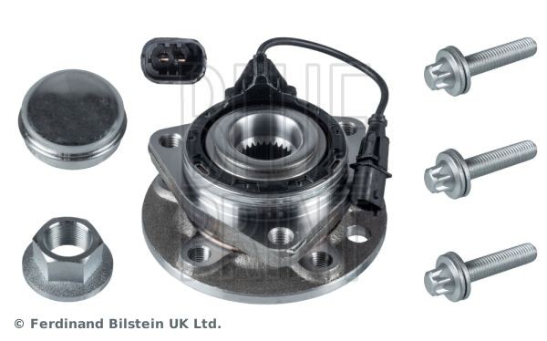 BLUE PRINT ADA108220 Wheel bearing kit Front Axle Left, Front Axle Right, without stop function, Wheel Bearing integrated into wheel hub, with wheel hub, 90 mm, Angular Ball Bearing