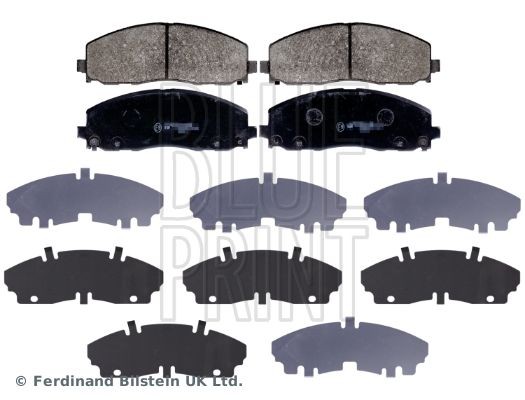 BLUE PRINT ADA104268 Brake pad set Front Axle, with acoustic wear warning, with anti-squeak plate