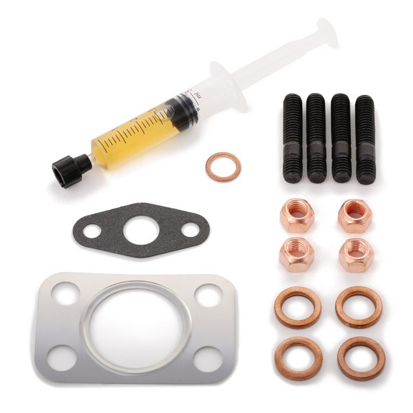 AJUSA JTC11351 Kit de juntas del turbocompresor syringe with oil, with studs, con juntas, con instrucciones de montaje